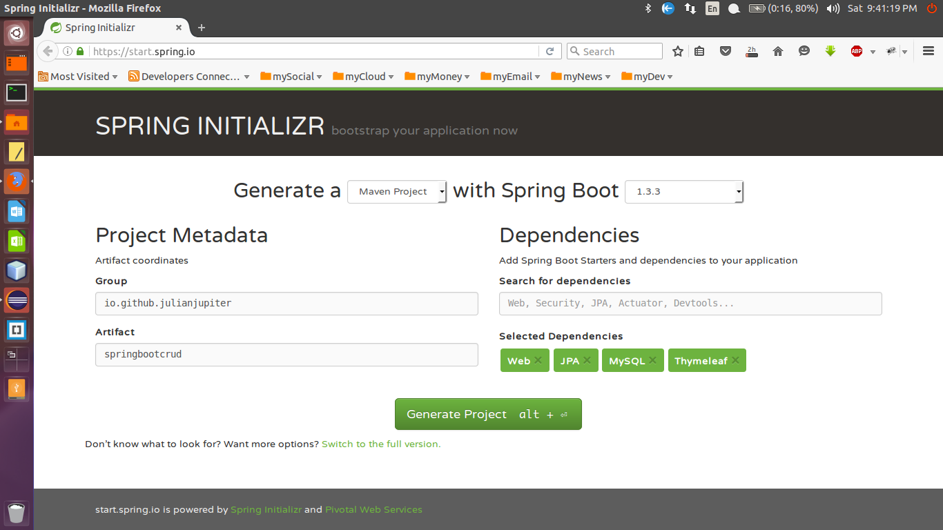 Create Project in Spring Initializr